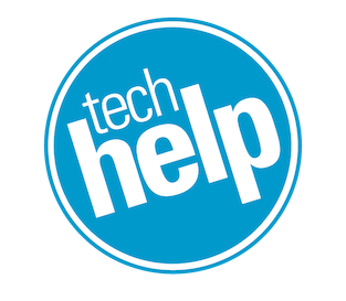 Blue tech help circle logo