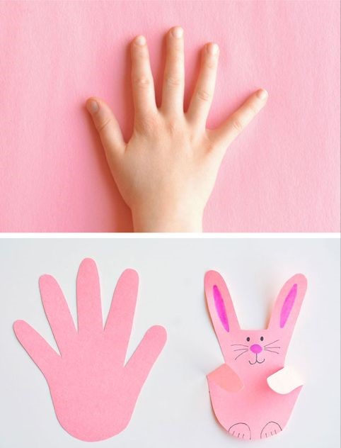 Trace your hand, cut it out and make an adorable bunny rabbit puppet.