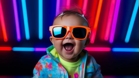 baby wearing sunglasses and ready to party!