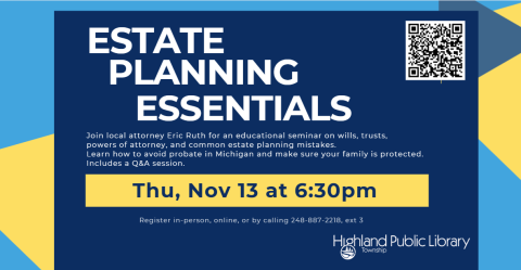 Estate Planning Essentials with description and date