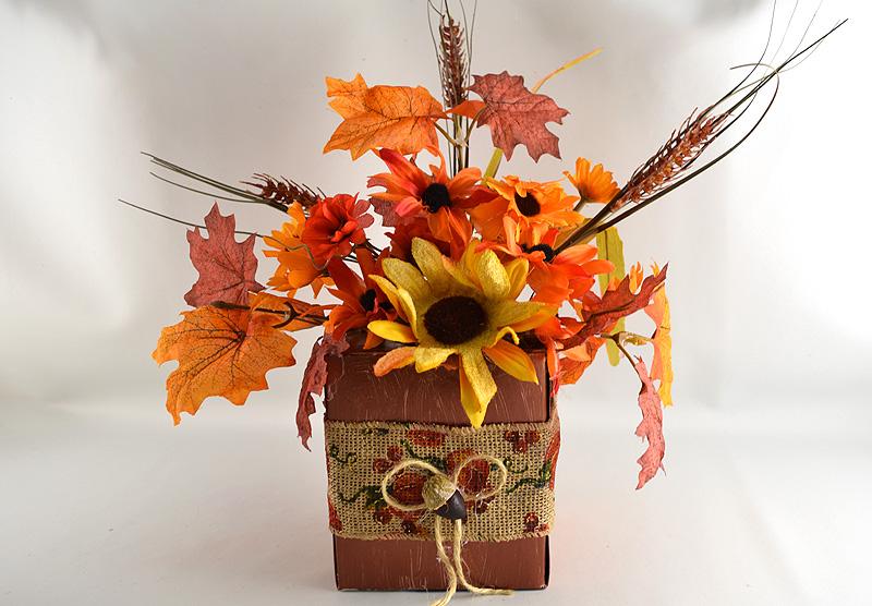 fall craft with sunflowers and wheat