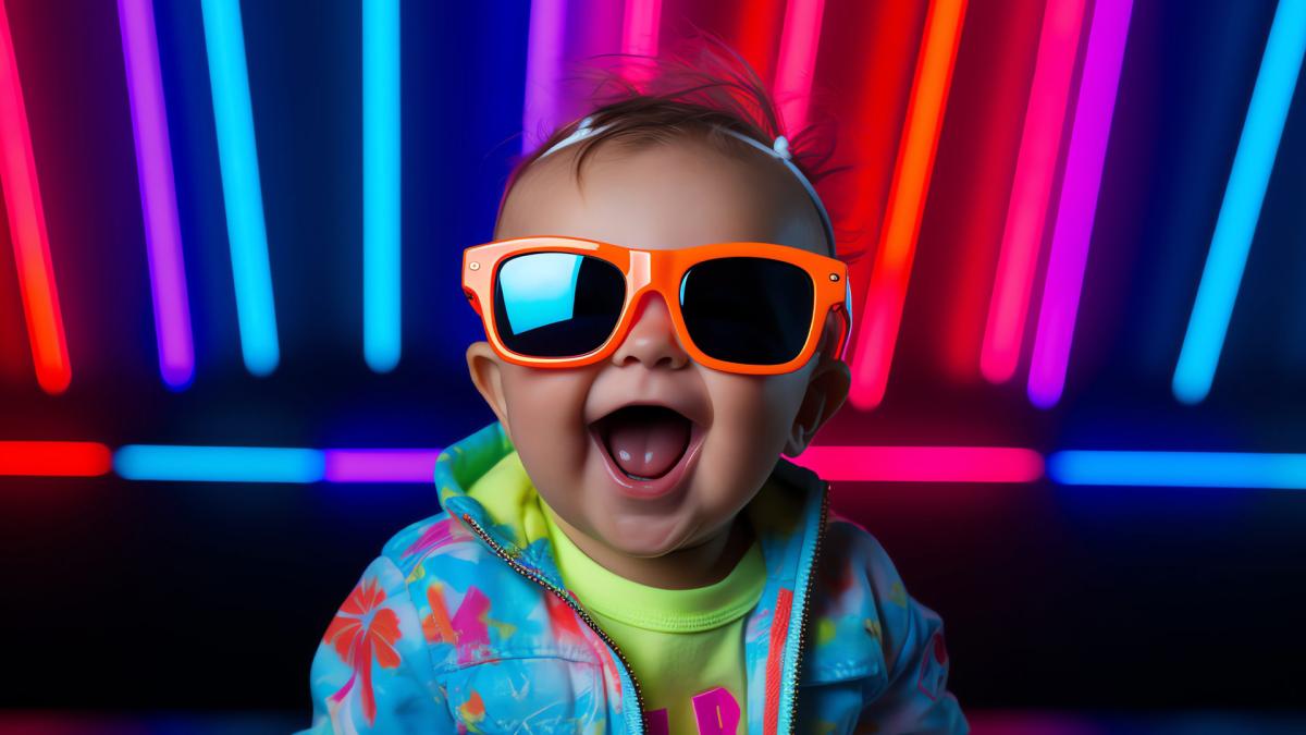 baby wearing sunglasses and ready to party!