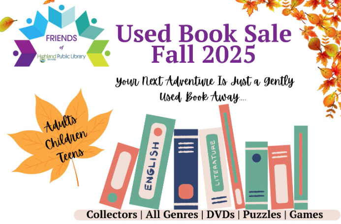 Used Book Sale Header with books and Friends logo